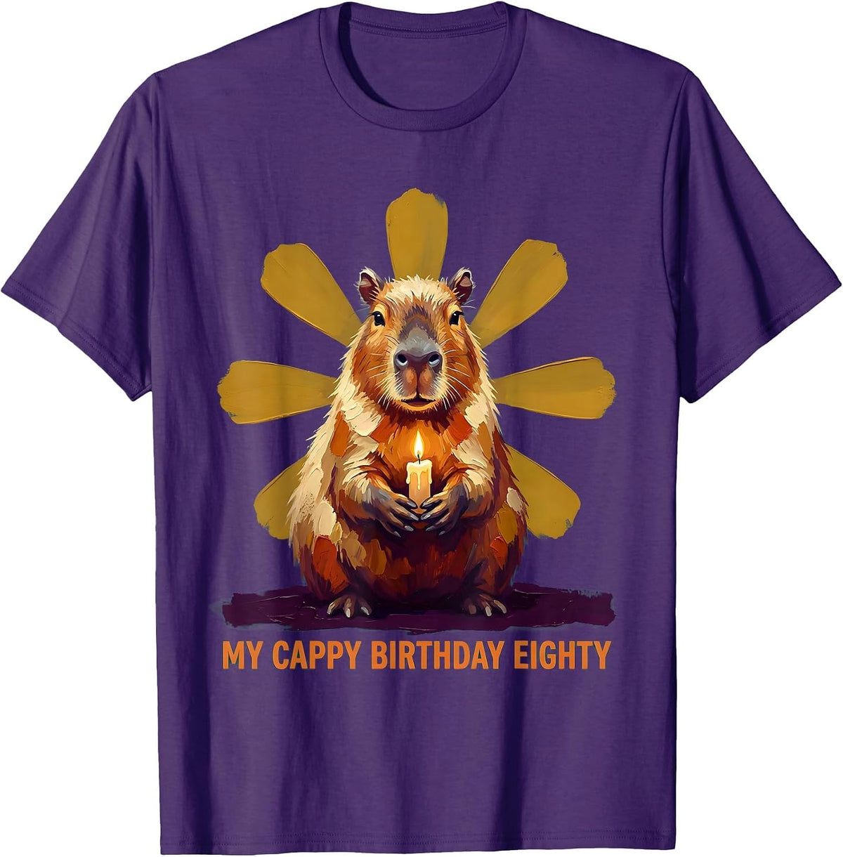 Men's My Cappy Birthday Eighty Kawaii Capybara Birthday Gift T-Shirt - Purple