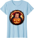 Women's NICU Halloween Tiny Baby Vampire Pumpkin Design T-Shirt - Baby Blue