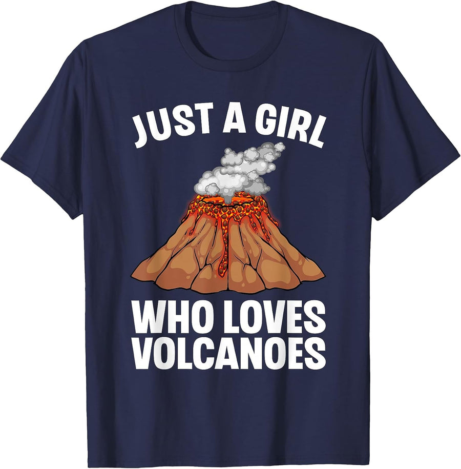 Funny Volcano Design for Girls Women Kids Volcanology Lovers T-Shirt - Navy Blue