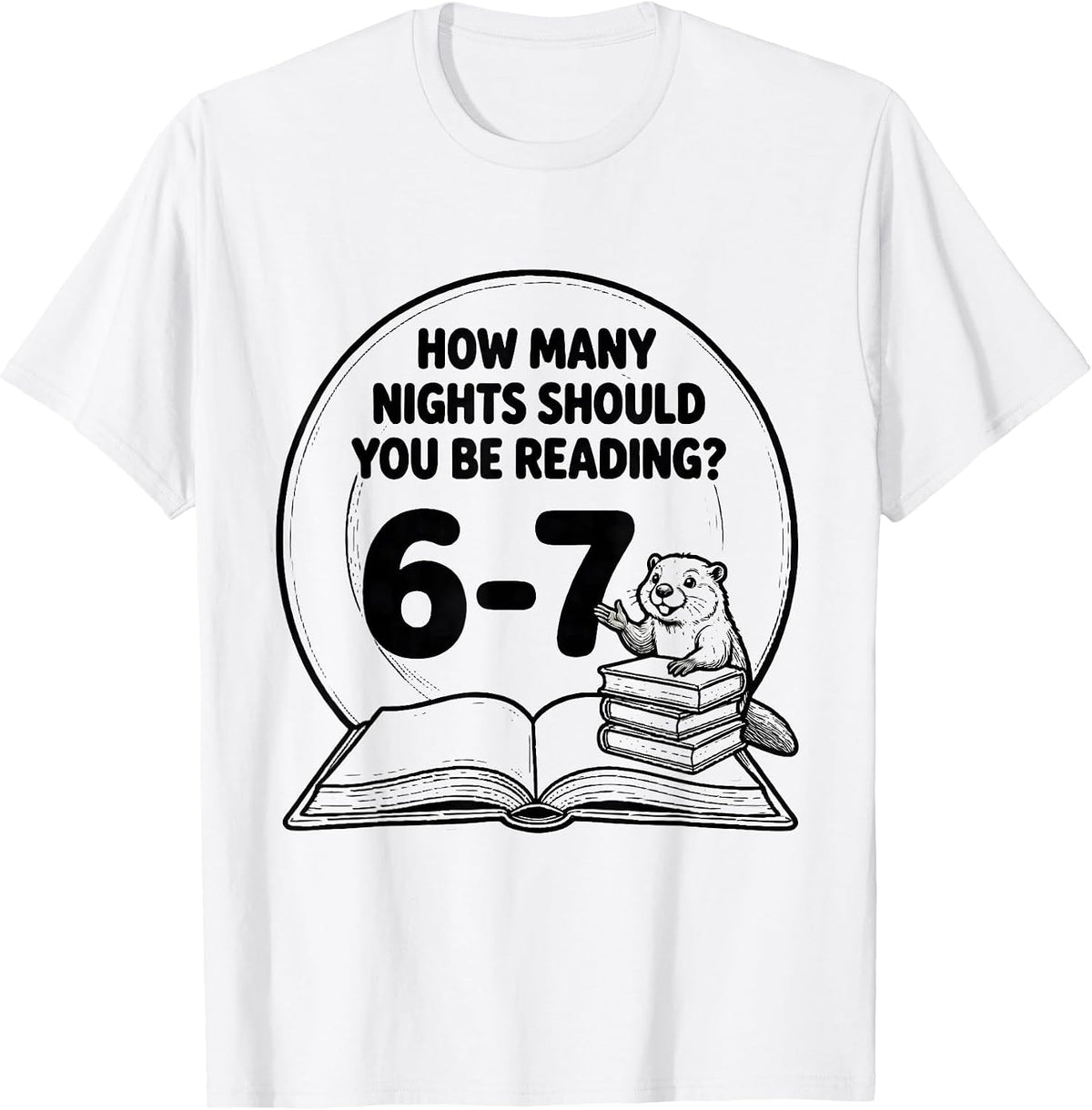 Men's How Many Nights Should You Be Reading? 6-7 Teacher T-Shirt - White