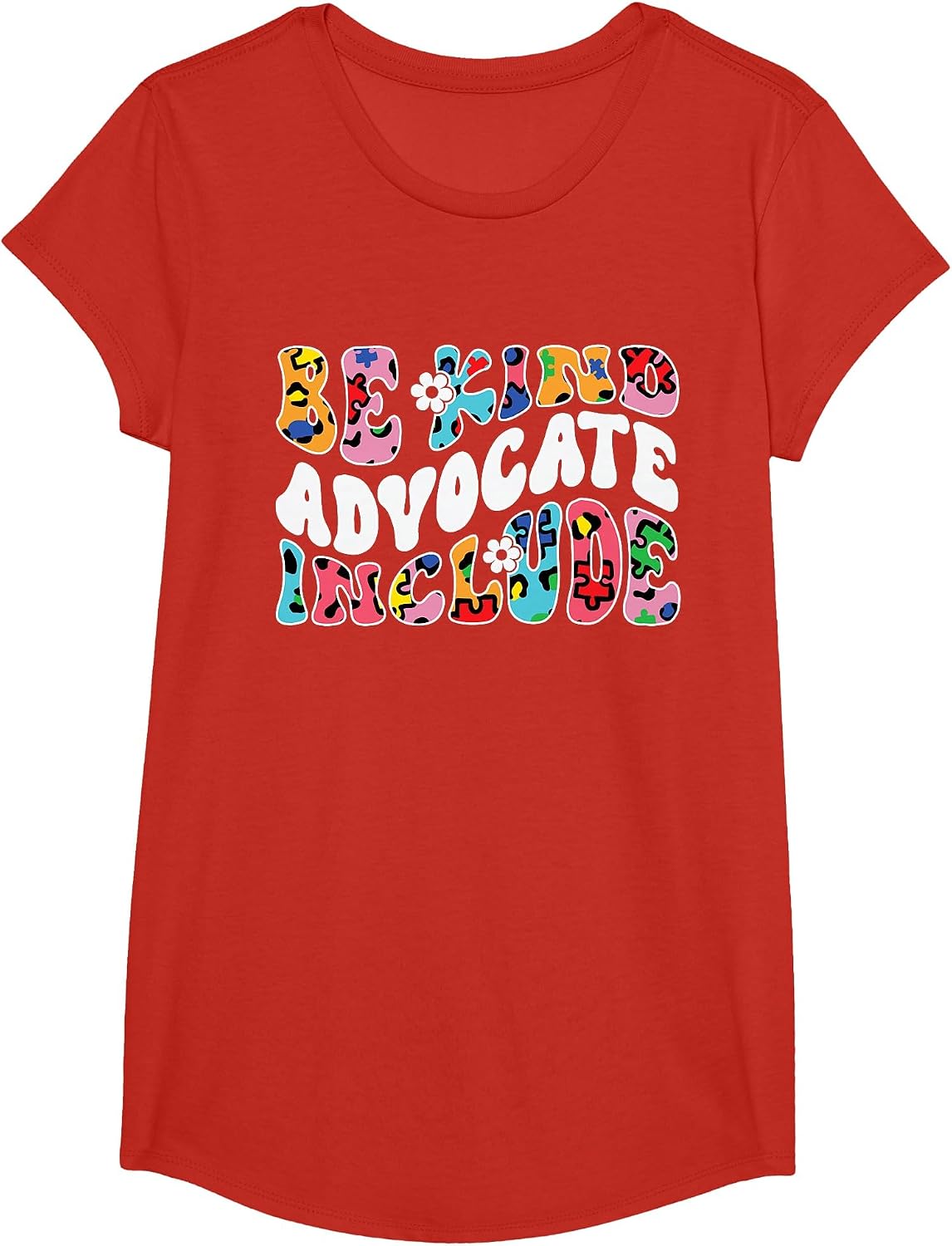 Autism Awareness Be Kind Advocate Include Autism T-Shirt - Girls Red