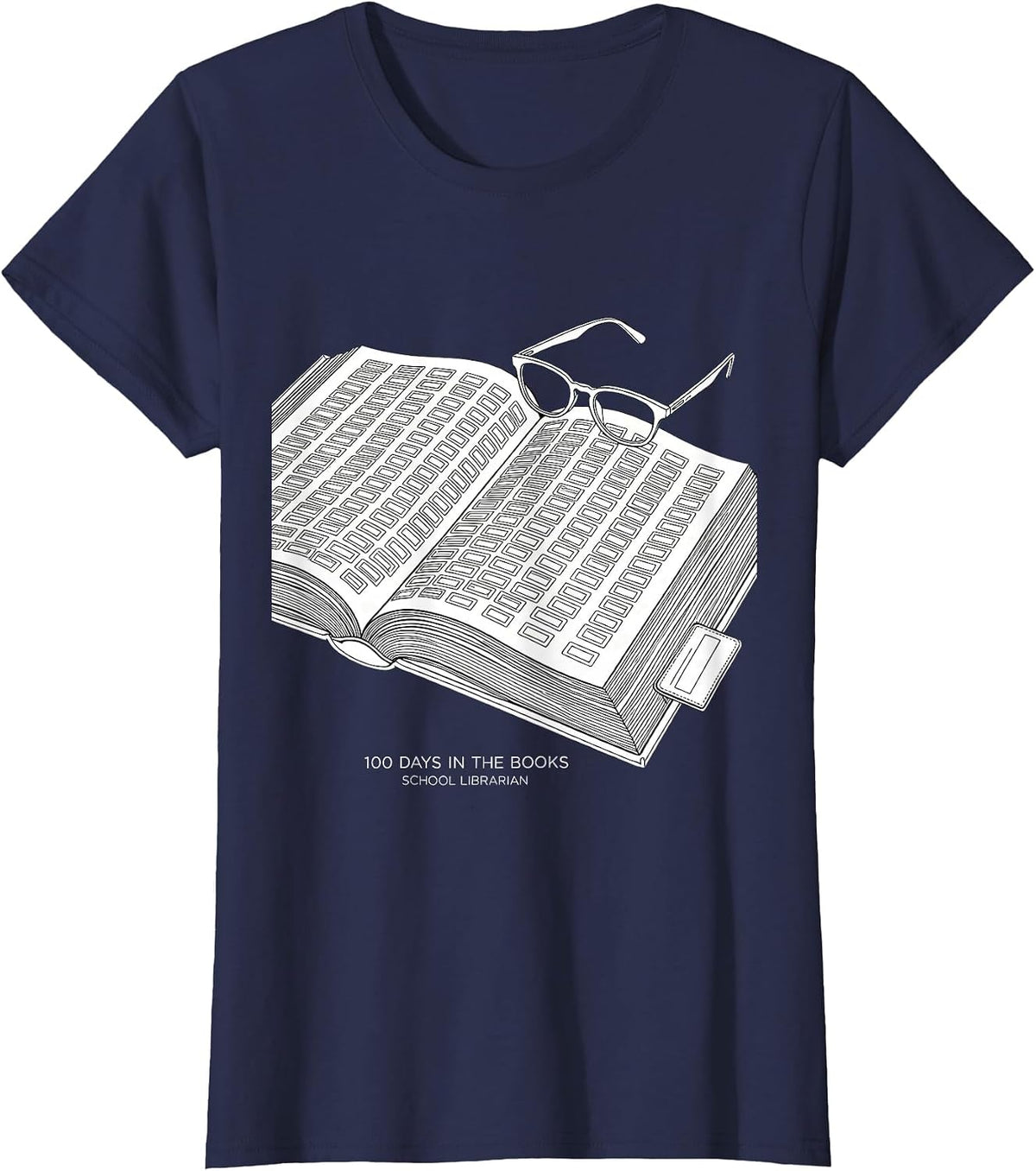 Women's 100 Days In The Books School Librarian T-Shirt - Navy Blue
