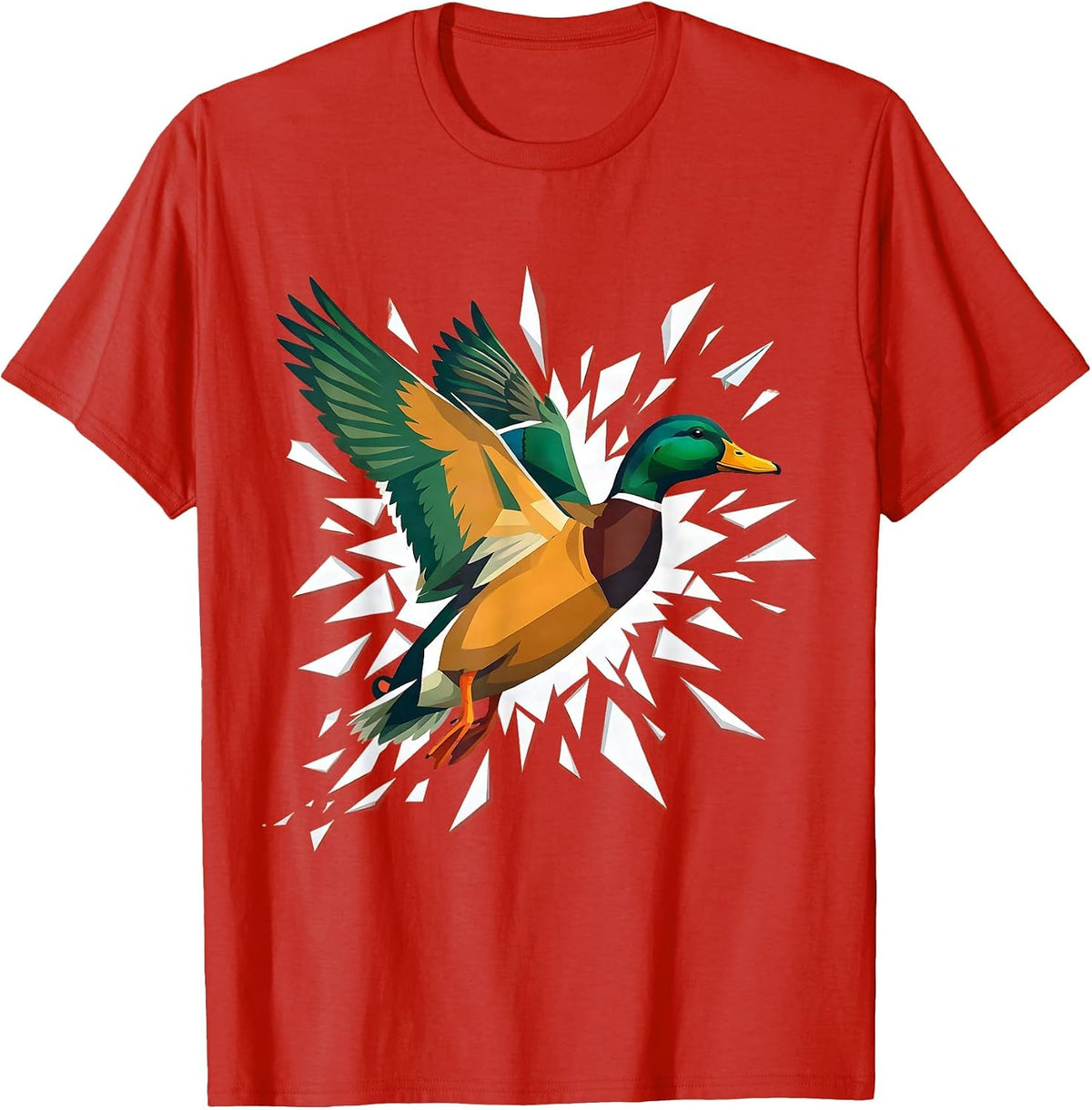Men's Duck Bursting Through Paper in Flight T-Shirt - Red