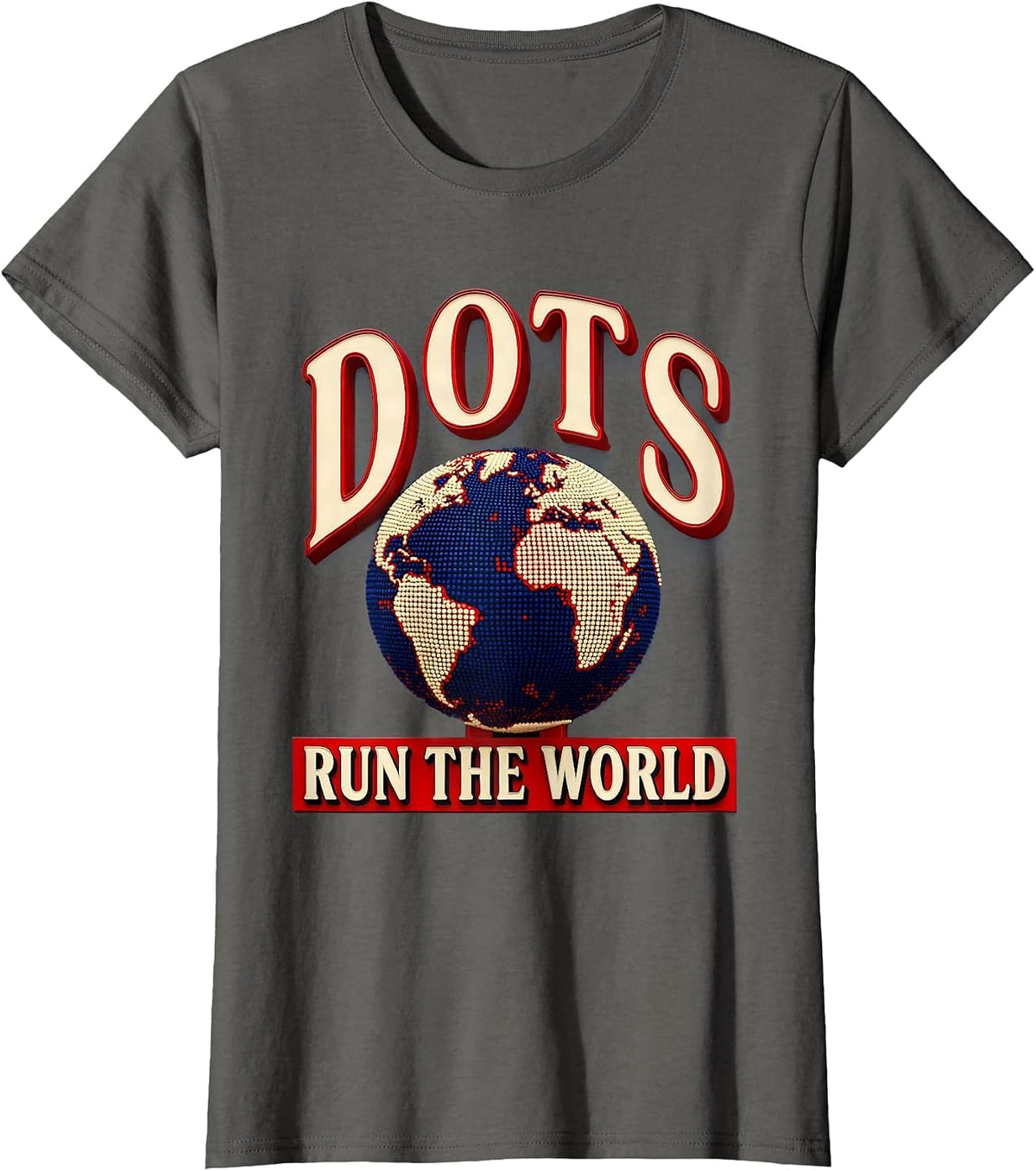 Women's Dots Run The World Graphic Design T-Shirt - Asphalt Grey
