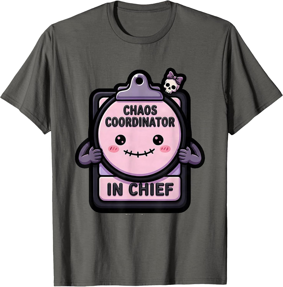 Men's Chaos Coordinator In Chief Novelty Design T-Shirt - Asphalt Grey