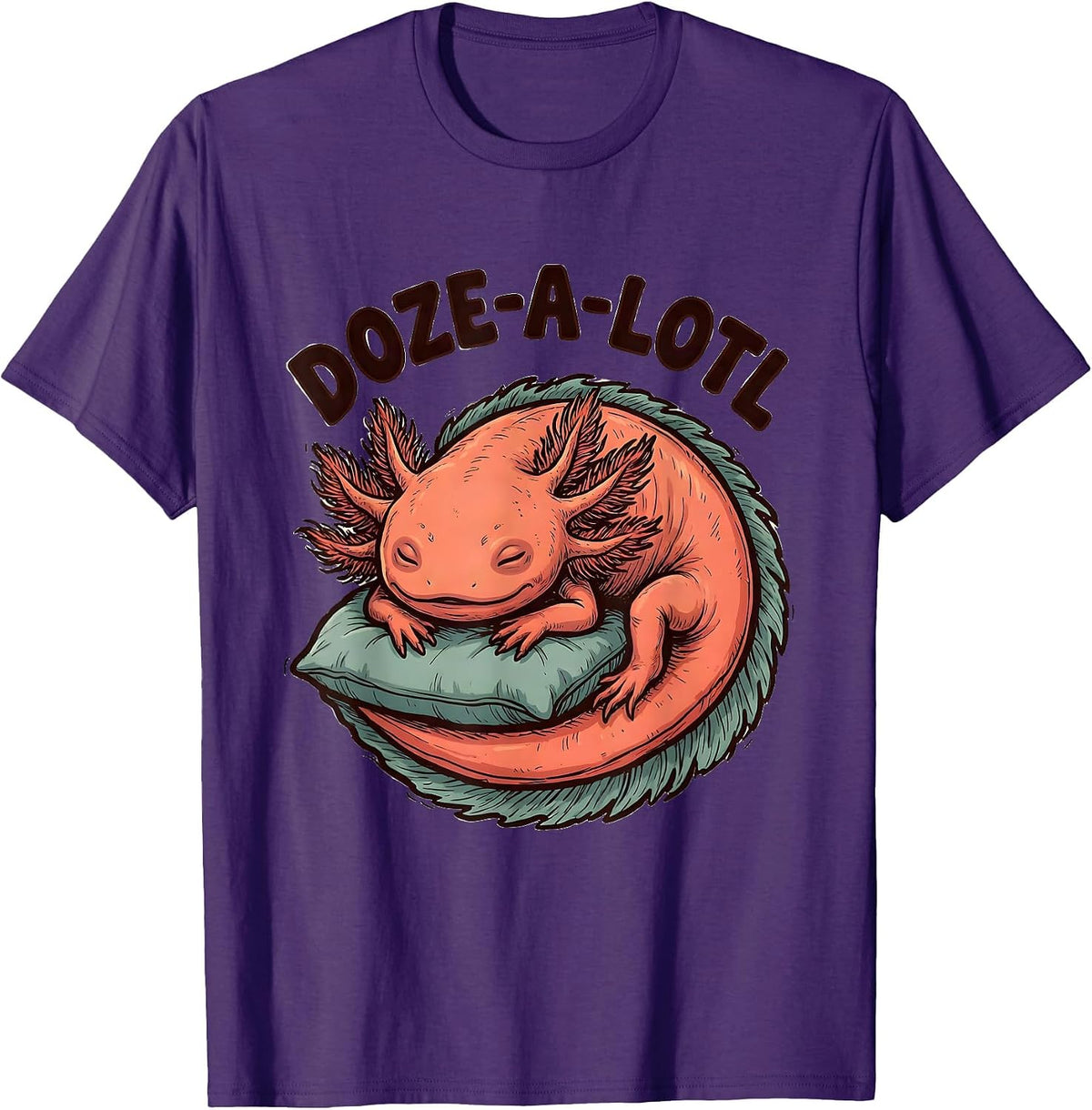 Doze-A-Lotl Official Sleepshirt Cute Sleeping Axolotl Animal T-Shirt - Purple