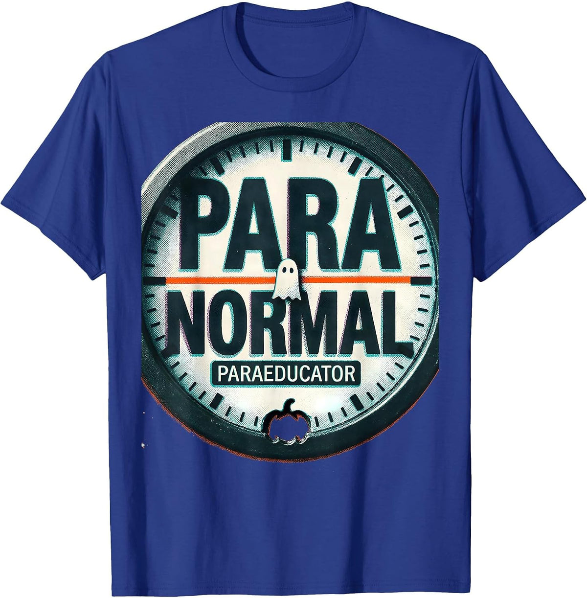 Men's Para Normal Paraeducator Risograph Halloween Para Teacher T-Shirt - Royal Blue