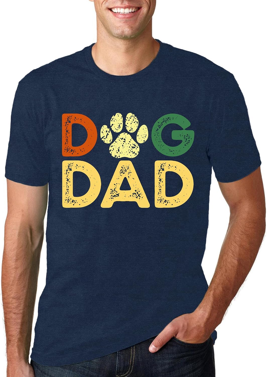Dad Shirts for Men Funny Dog Cat Dad T-Shirts Fathers Day Tee for Daddy Papa Birthday Tops - Blue