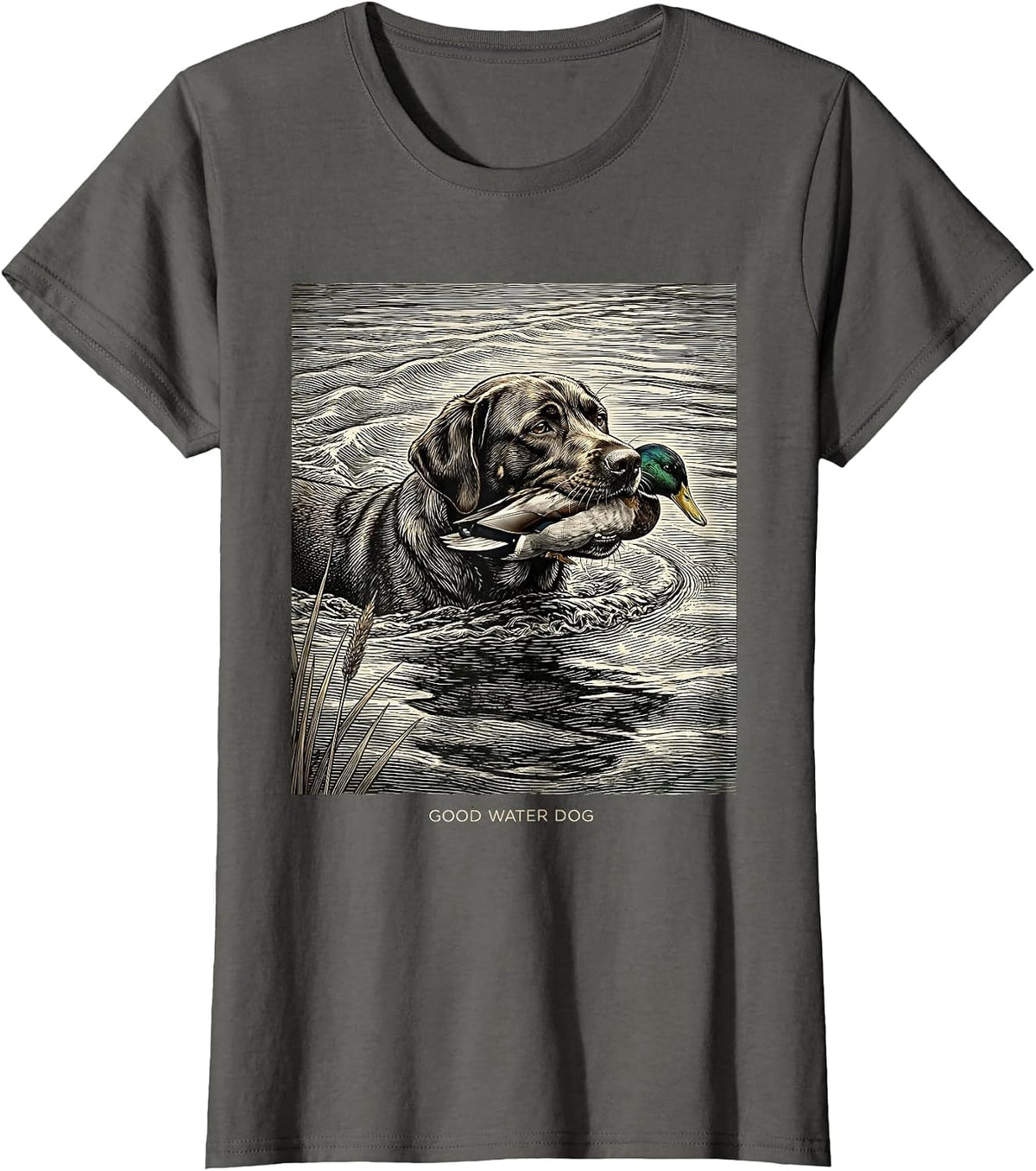 Women's Good Water Dog Vintage Labrador Duck Hunting Local Boy T-Shirt - Asphalt Grey