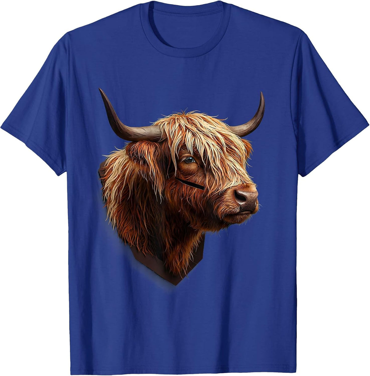Men's Quarter Highland Cow Paper Cutout Funny Cow Lover T-Shirt - Royal Blue