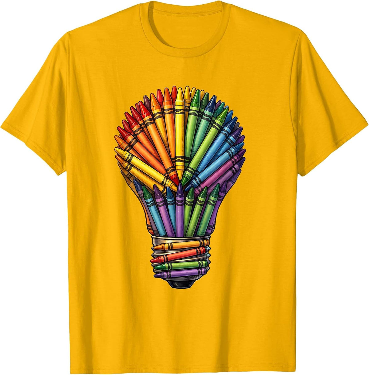 Men's Special Education Teacher Crayon Lightbulb Gift T-Shirt - Golden Yellow