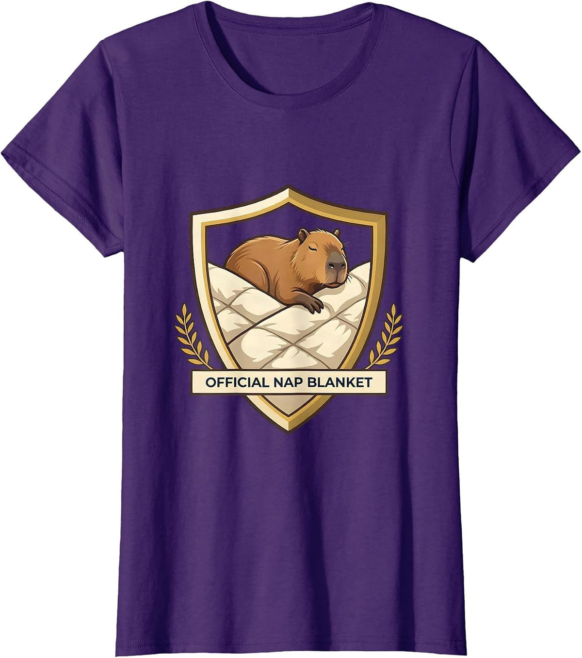 Women's Official Nap Blanket Cute Capybara Sleep Humor T-Shirt - Purple