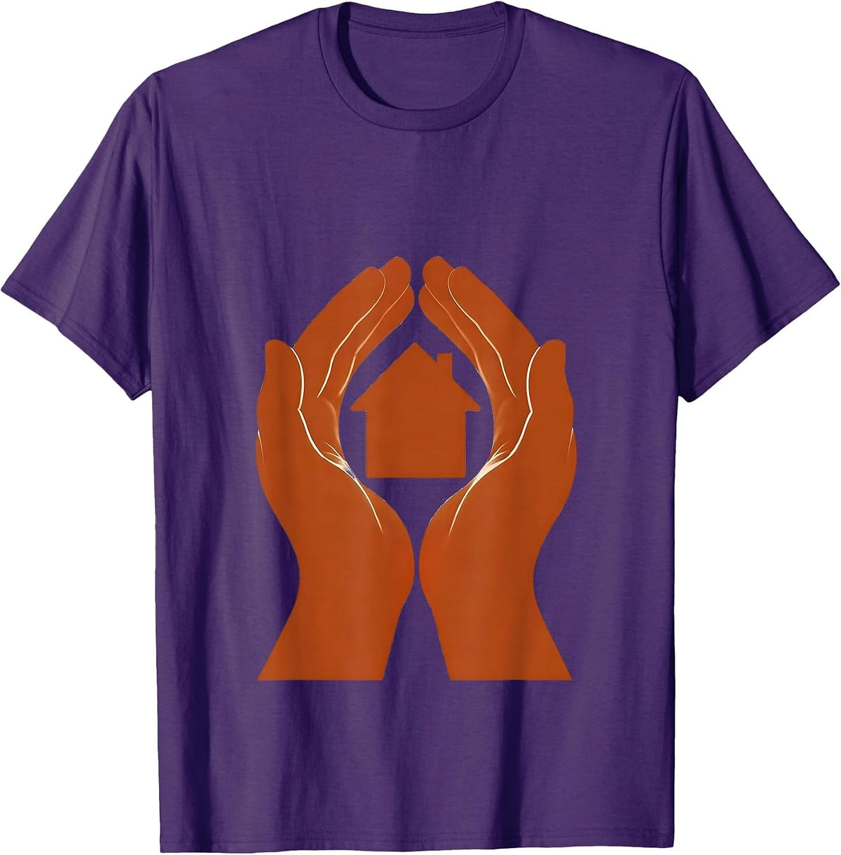 Social Worker Hands Cradling Paper House Graphic T-Shirt - Purple
