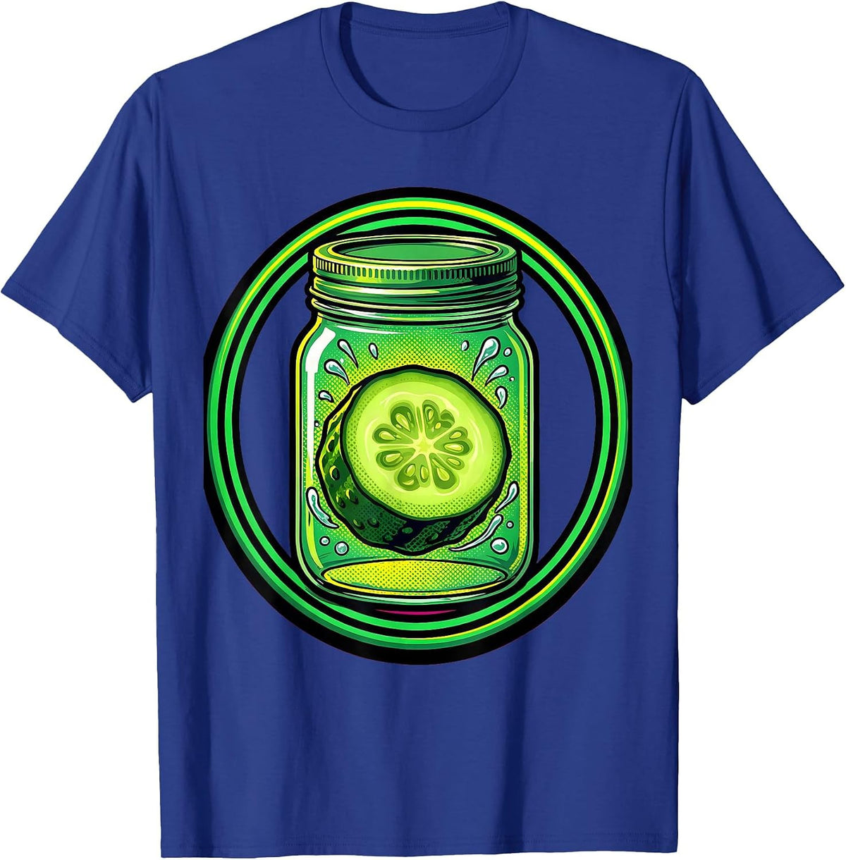 Pickle Slice in Mason Jar Graphic T-Shirt - Royal Blue