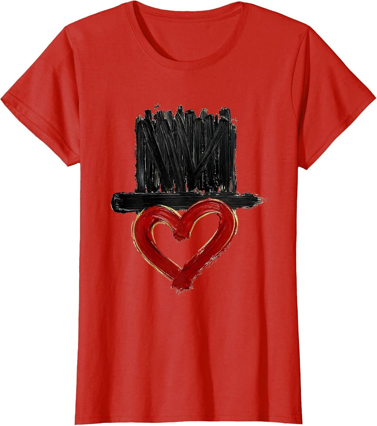 Brush Stroke Tally Heart Paraprofessional Appreciation Back T-Shirt - Red