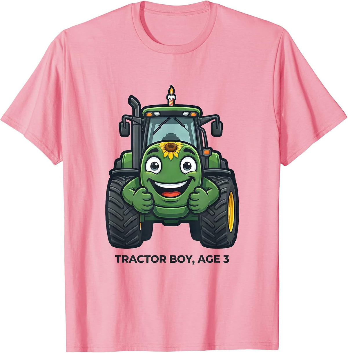 Men's Tractor Boy Age 3 Toddler Birthday Farm Tractor Lover T-Shirt - Pink