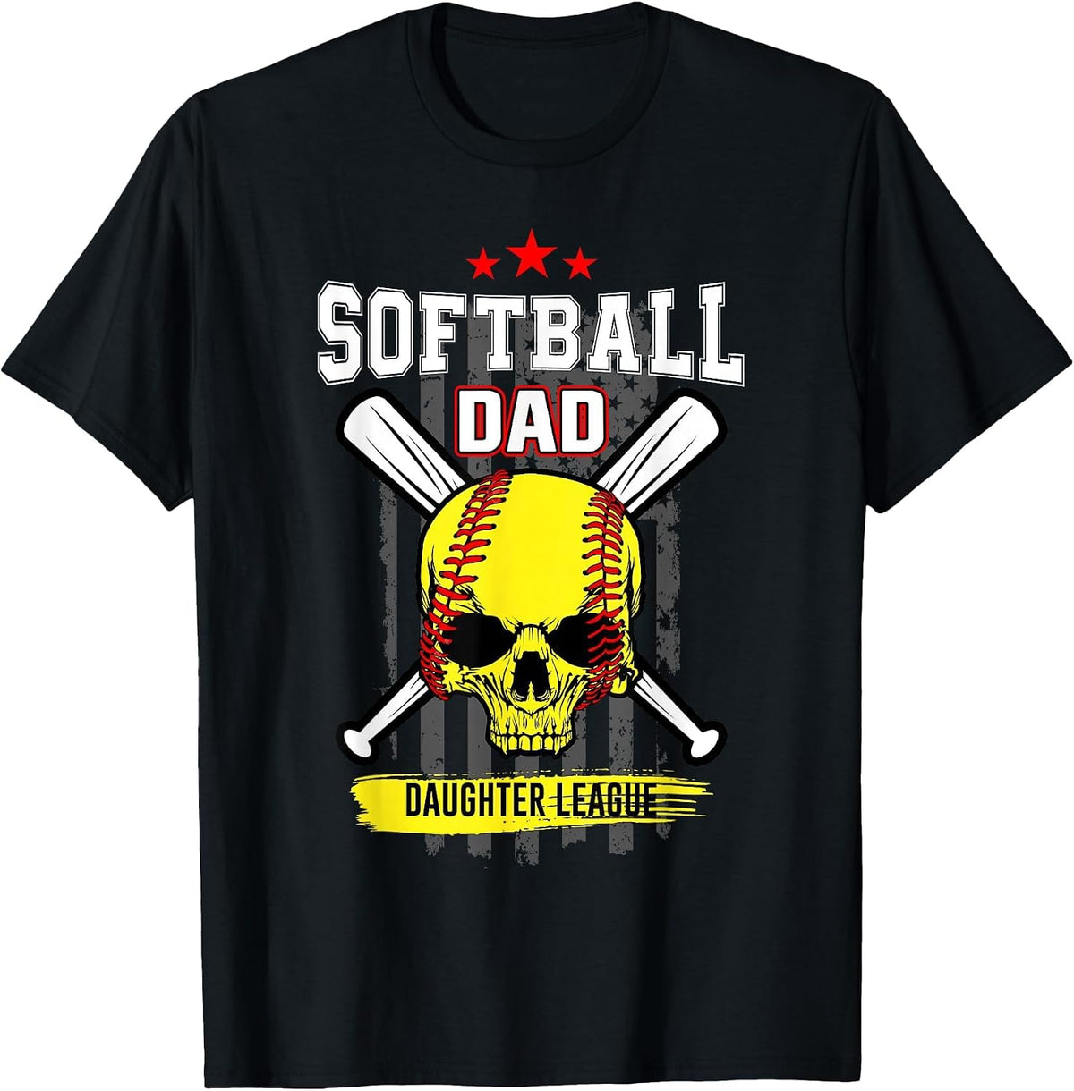 Softball Dad Daughter League T-Shirt - Black