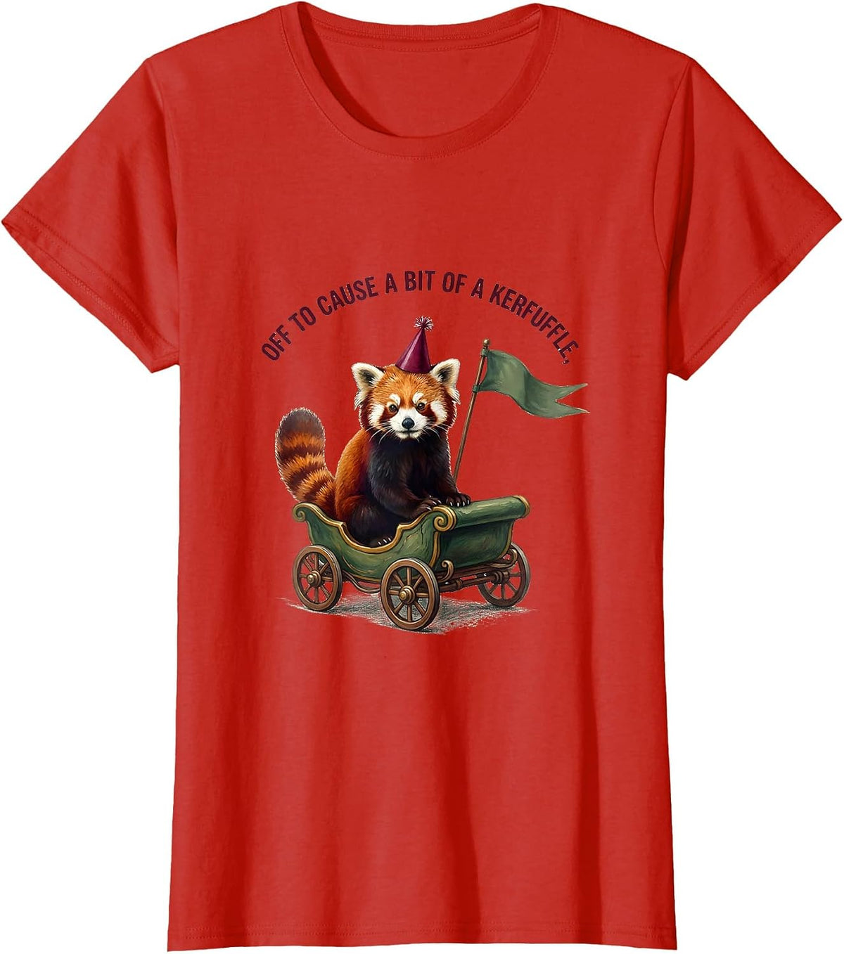 Off To Cause A Bit Of A Kerfuffle Storybook Red Panda Party T-Shirt - Red