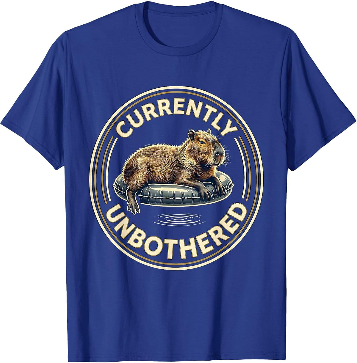 Men's Currently Unbothered Bold Capybara Meme Animal Lover Humor T-Shirt - Royal Blue