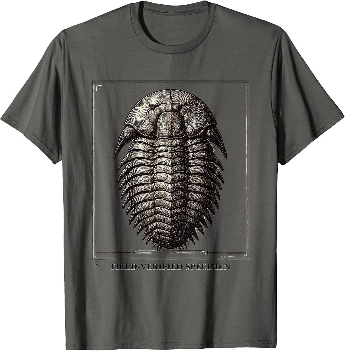 Field-Verified Specimen Crosshatch Etching Rock Collector T-Shirt - Asphalt Grey
