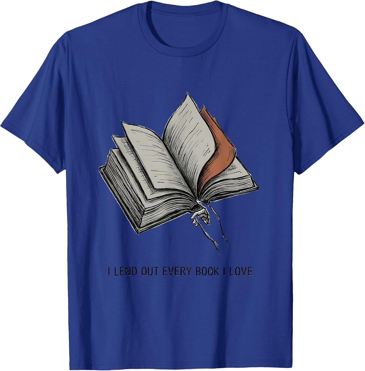 Men's I Lend Out Every Book I Love Whimsical Teacher Reading T-Shirt - Royal Blue