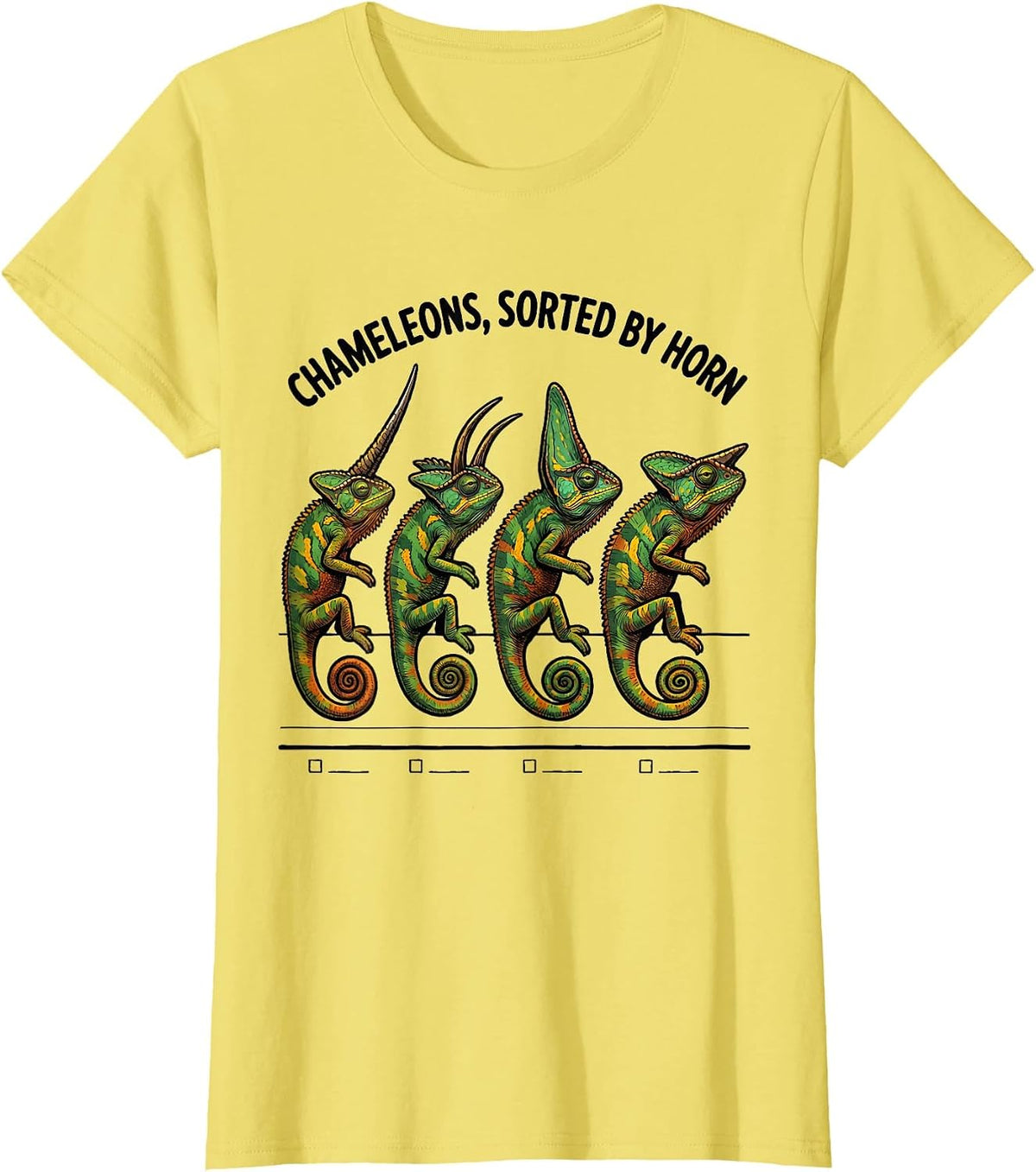 Chameleons, Sorted By Horn Funny Reptile Lover Pet Owner T-Shirt - Lemon Yellow