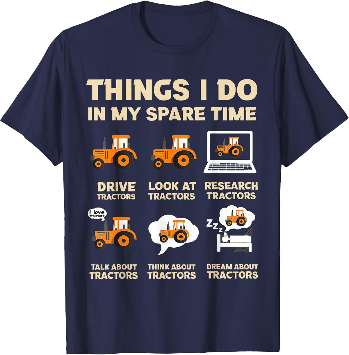Things I Do in My Spare Time Funny Tractor Lover Farmer Boys T-Shirt - Navy Blue