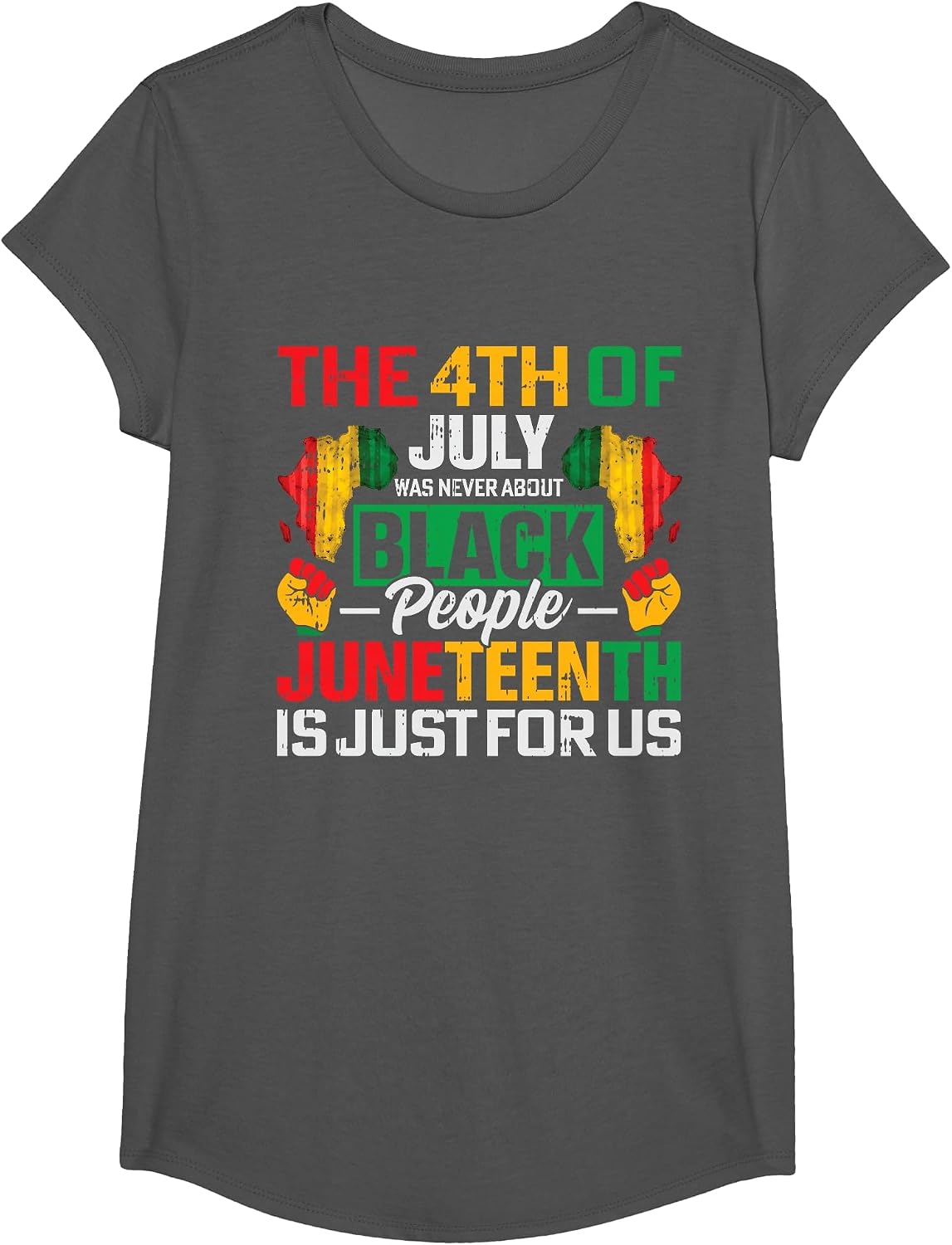 Juneteenth is Just for Us Black History BLM African American T-Shirt - Girls Asphalt Grey