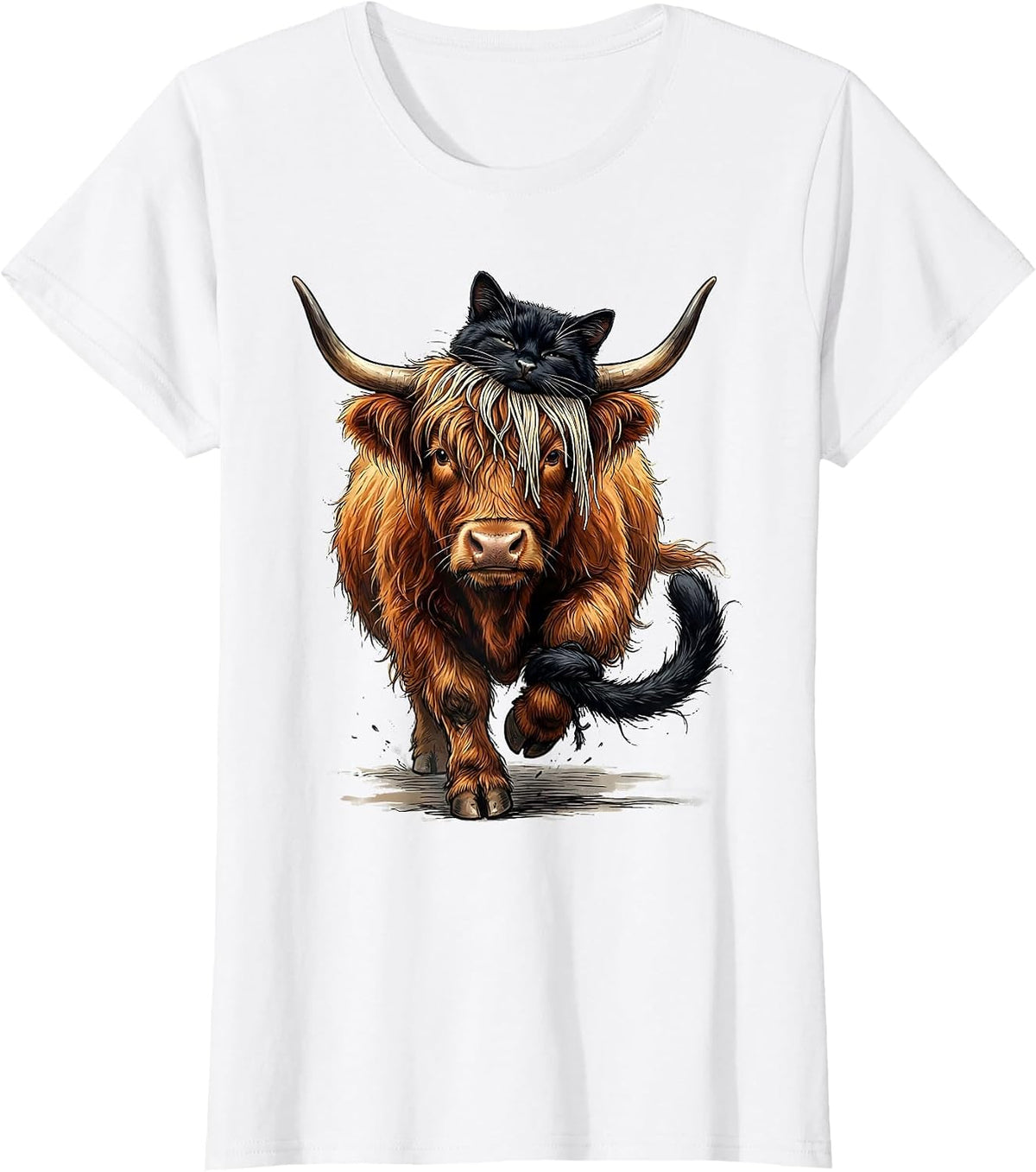 Shaggy Highland Cow Halloween Costume Humor T-Shirt - White
