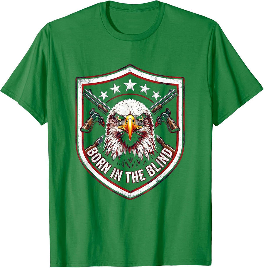 Men's Born in the Blind Duck Camo Hunting Design T-Shirt - Kelly Green