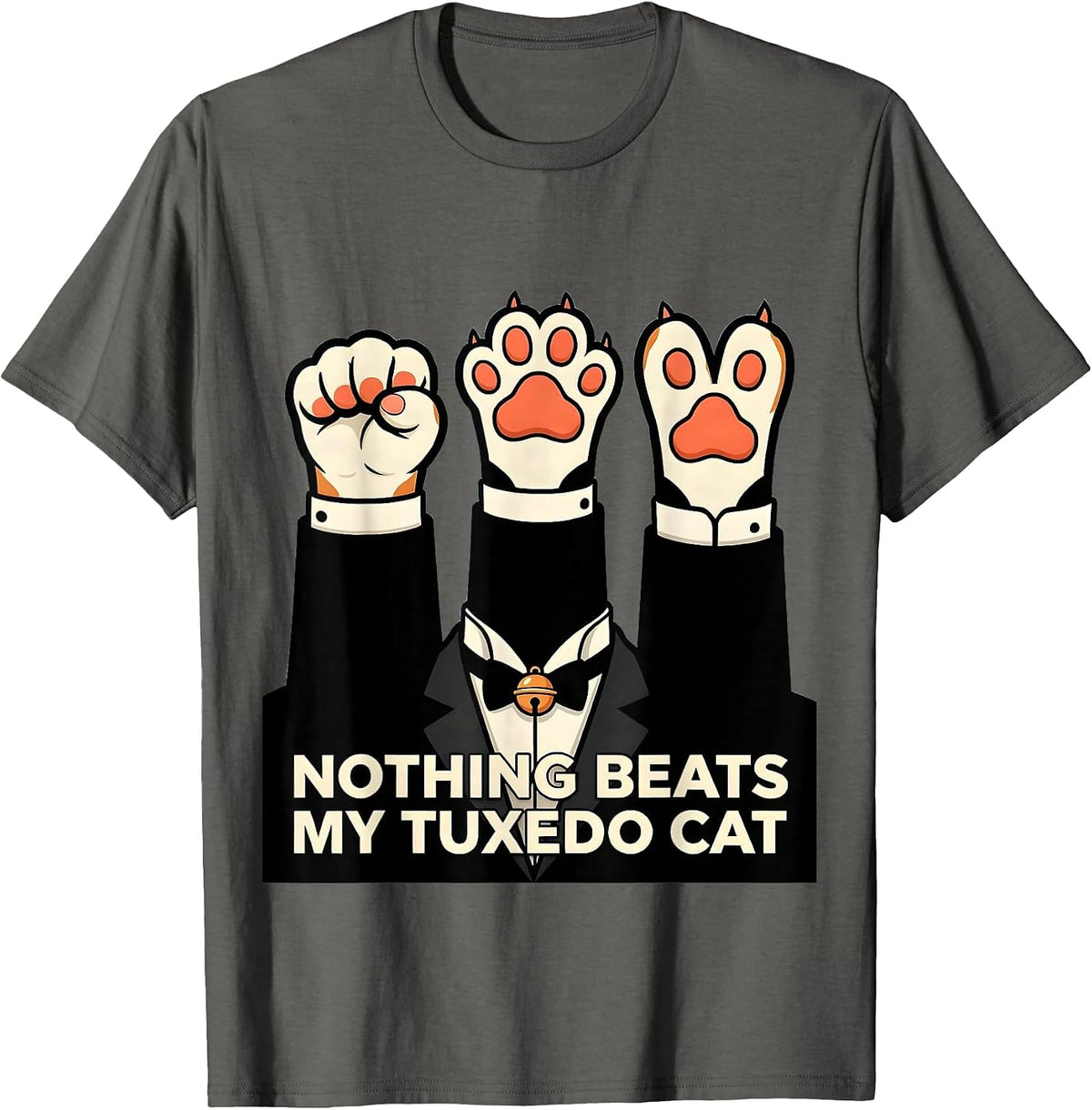 Men's Nothing Beats My Tuxedo Cat Funny Cat Lover Rock Paper T-Shirt - Asphalt Grey