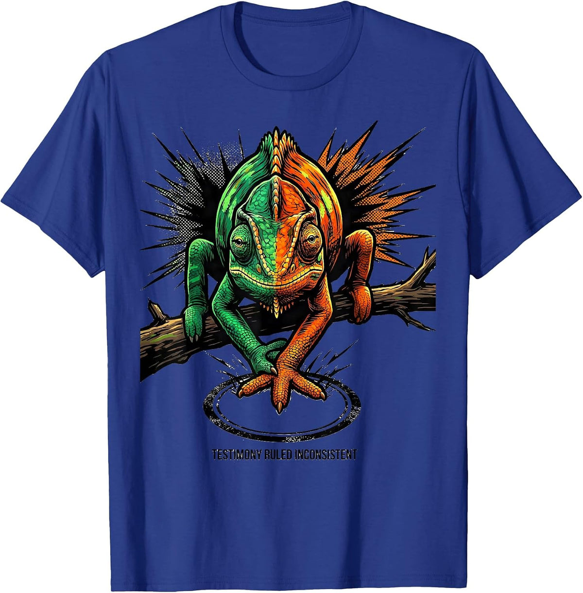 Testimony Ruled Inconsistent Comic Chameleon Absurdist Meme T-Shirt - Royal Blue