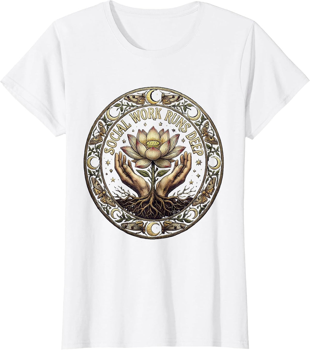 Women's Social Work Runs Deep Social Worker Design T-Shirt - White