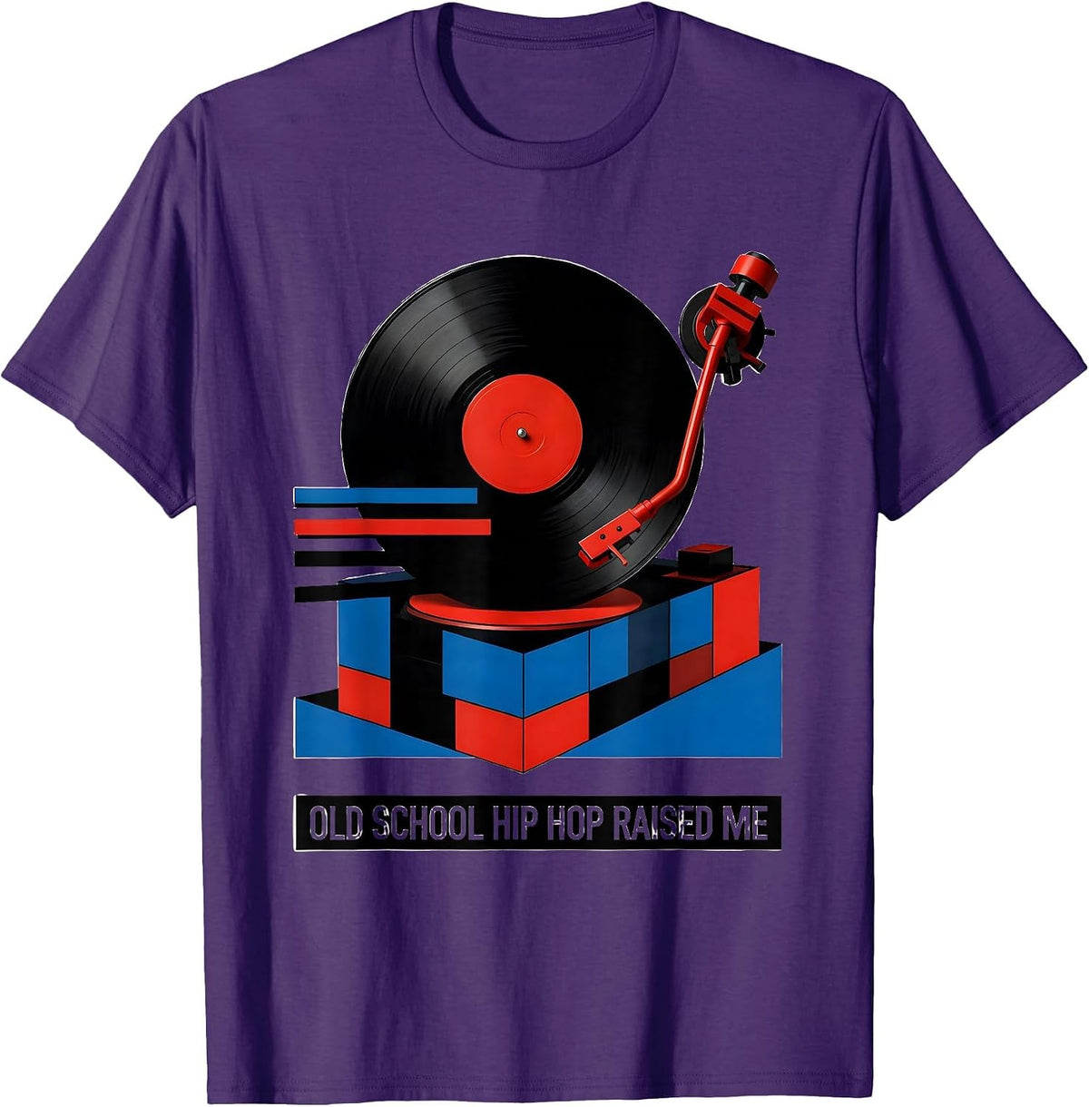 Men's Old School Hip Hop Raised Me Retro Streetwear Vintage T-Shirt - Purple