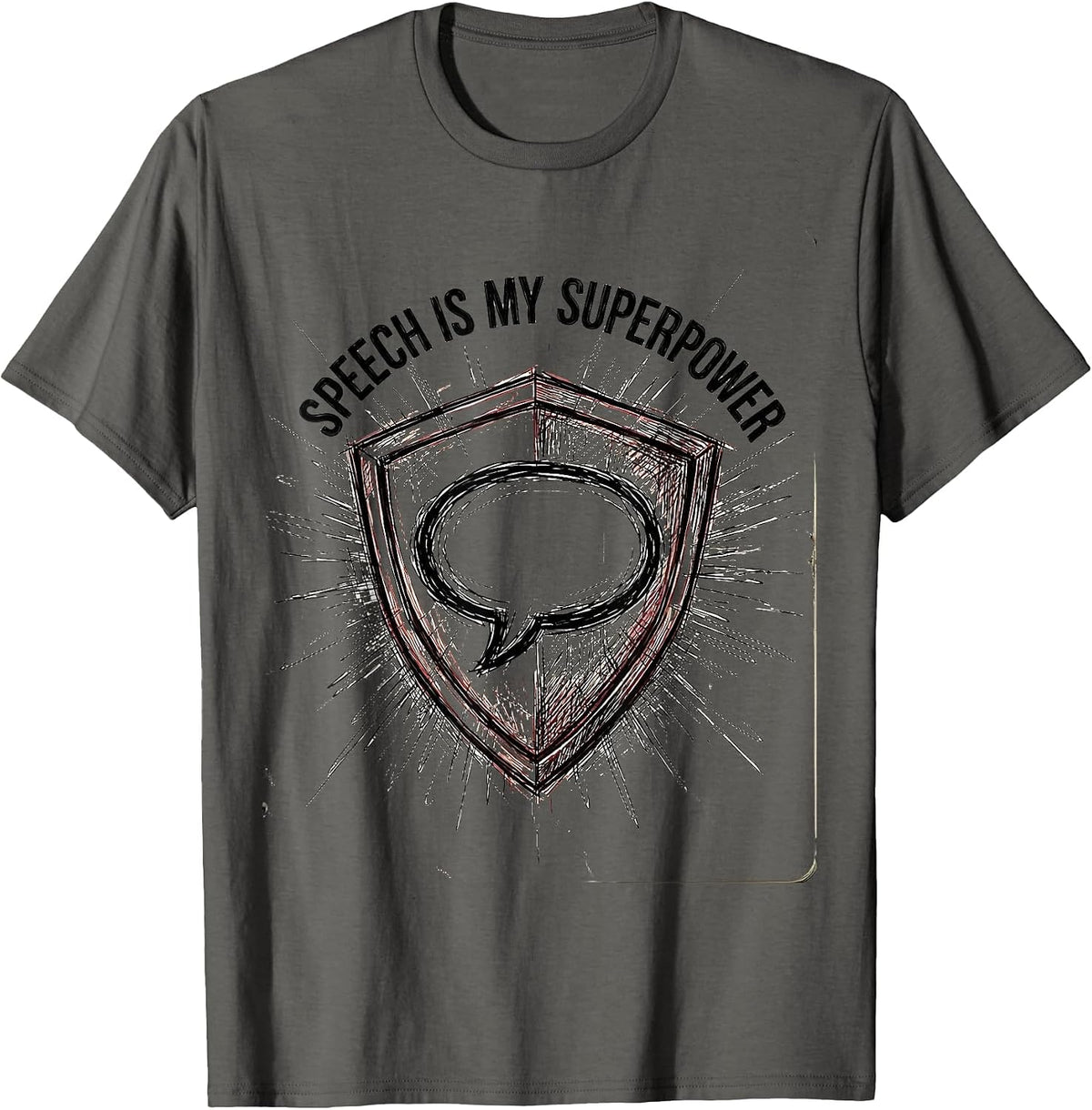 Men's Speech Is My Superpower SLP Design T-Shirt - Asphalt Grey