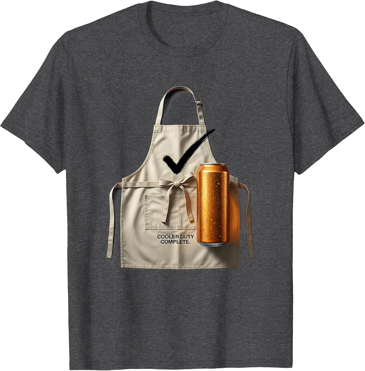 Men's Cooler Duty Complete Funny Labor Day Beer Humor Cookout T-Shirt - Dark Heather Grey