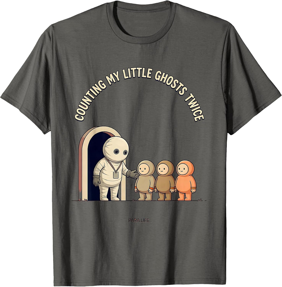 Men's Counting My Little Ghosts Twice, Para Life Paraeducator T-Shirt - Asphalt Grey