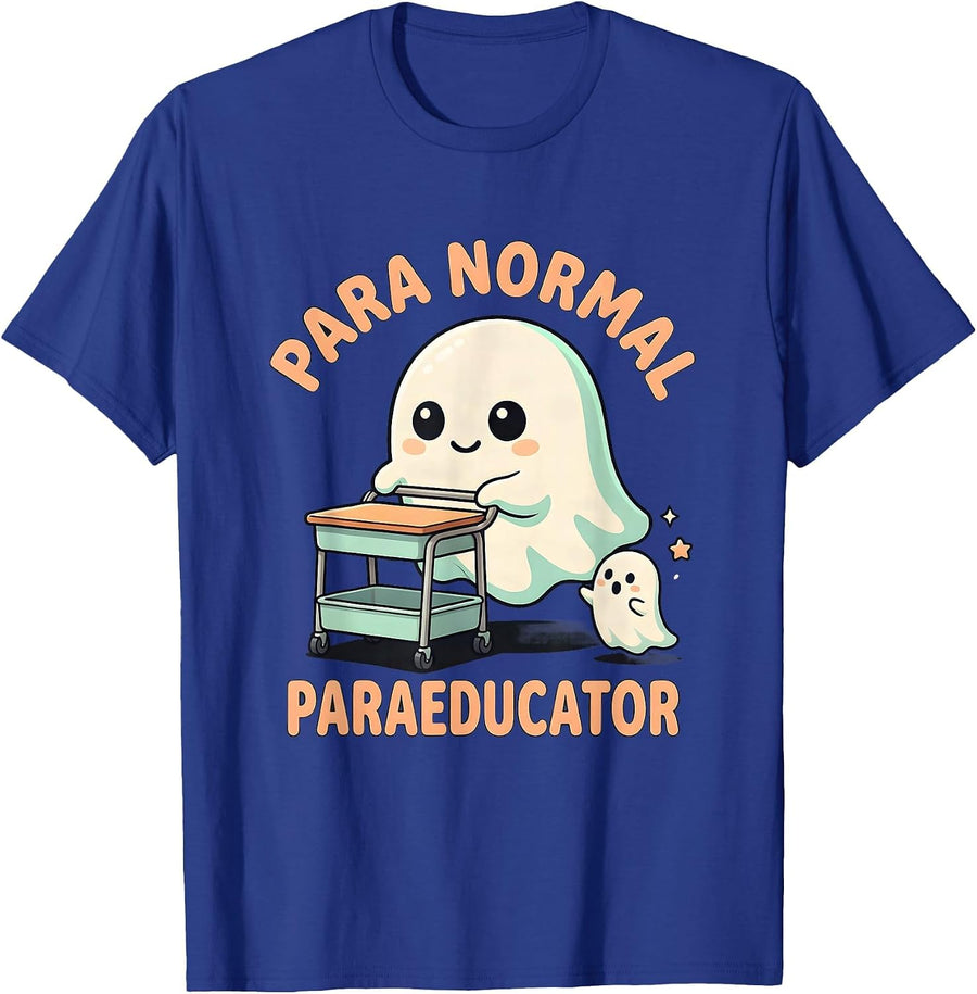 Para Normal Paraeducator Cute Kawaii Ghost Halloween T-Shirt - Royal Blue