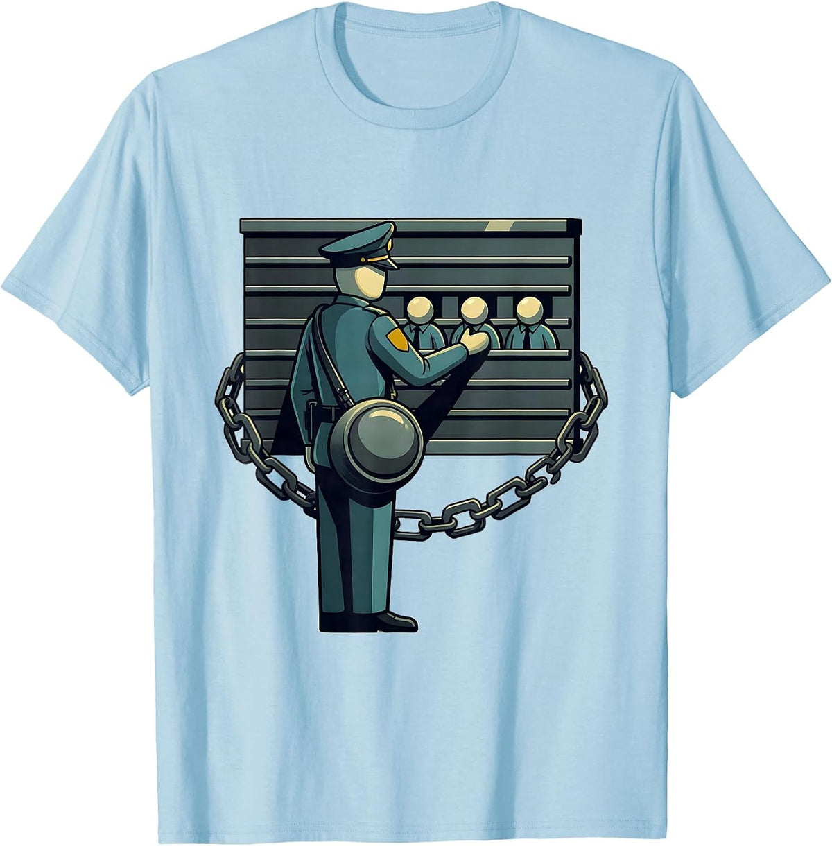 Men's Uniformed Officer Sorting Funny Police Officer Gift T-Shirt - Baby Blue