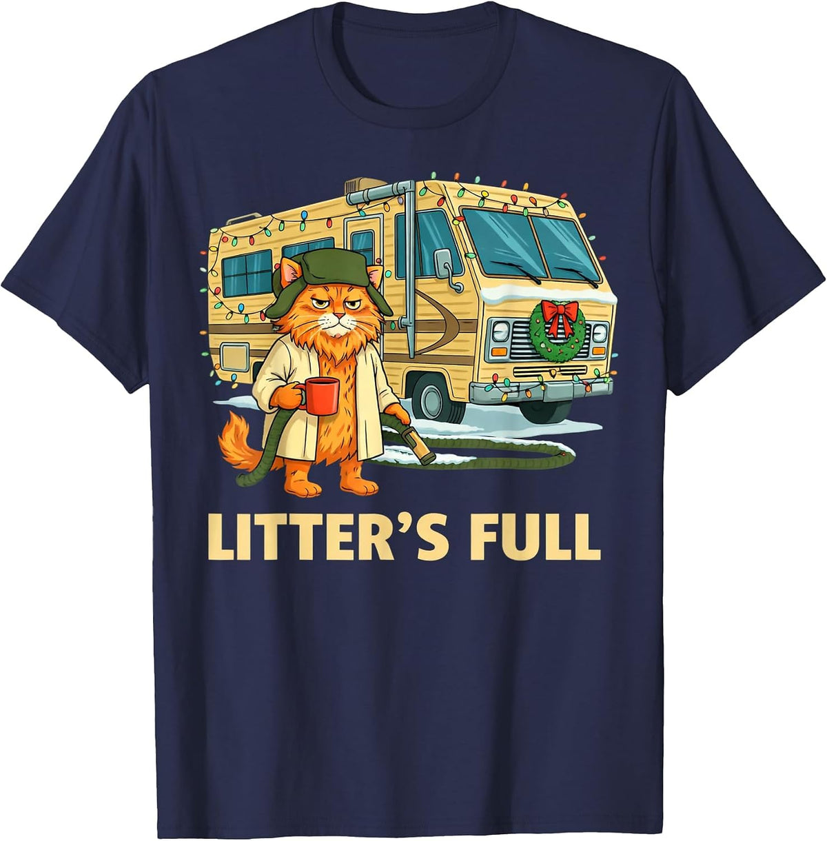 Litter’s Full Cat Parody Tee T-Shirt - Navy Blue