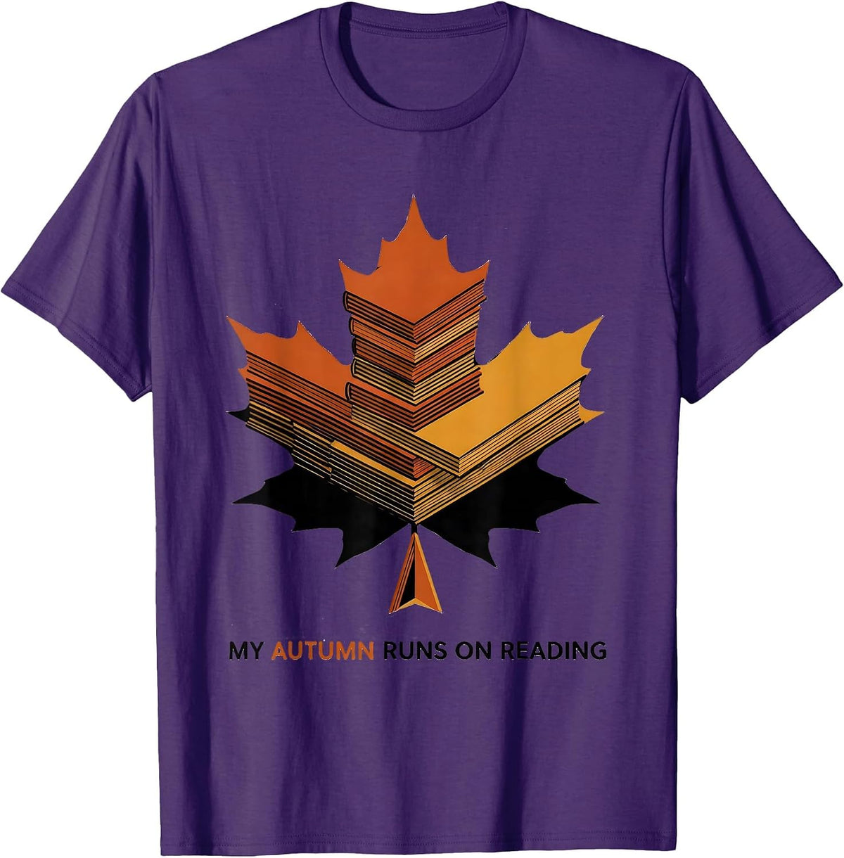 My Autumn Runs On Reading Geometric Teacher Book Lover T-Shirt - Purple