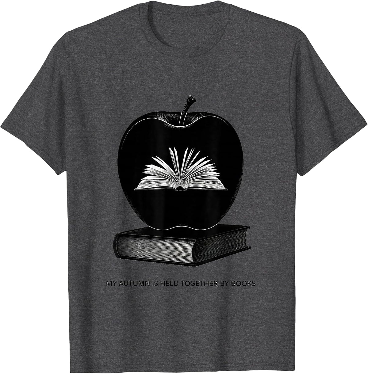 Men's My Autumn Is Held Together By Books Cute Teacher Book Lover T-Shirt - Dark Heather Grey