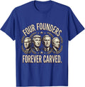 Four Founders Forever Carved Presidential Design T-Shirt - Royal Blue