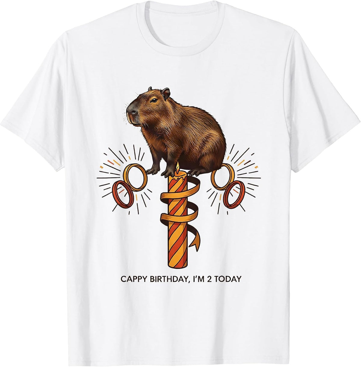 Men's Cappy Birthday I'm 2 Today Funny Capybara Kawaii Birthday T-Shirt - White