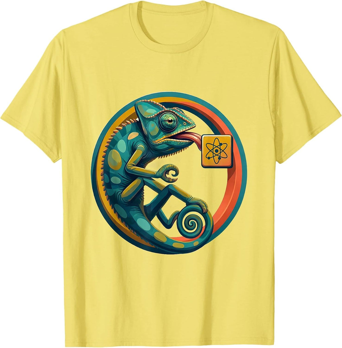 Men's Chameleon Periodic Table Science Humor Graphic T-Shirt - Lemon Yellow