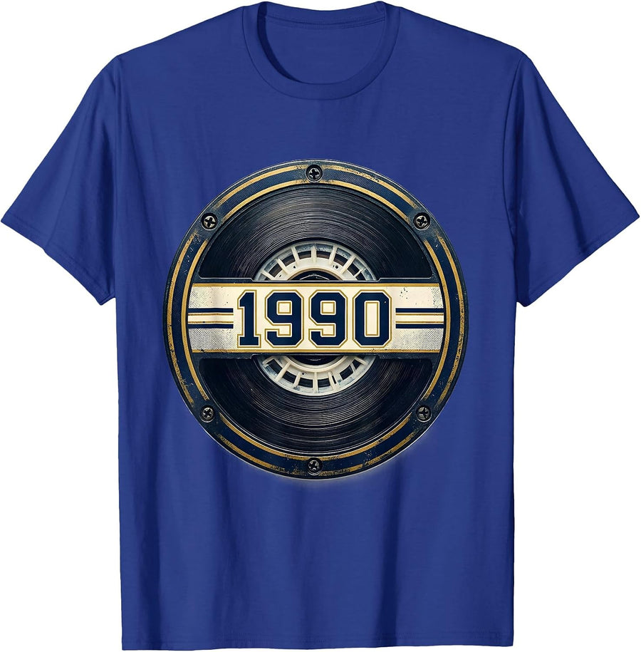 1990 Vintage Retro Cassette Tape Hip Hop Music Nostalgia T-Shirt - Royal Blue