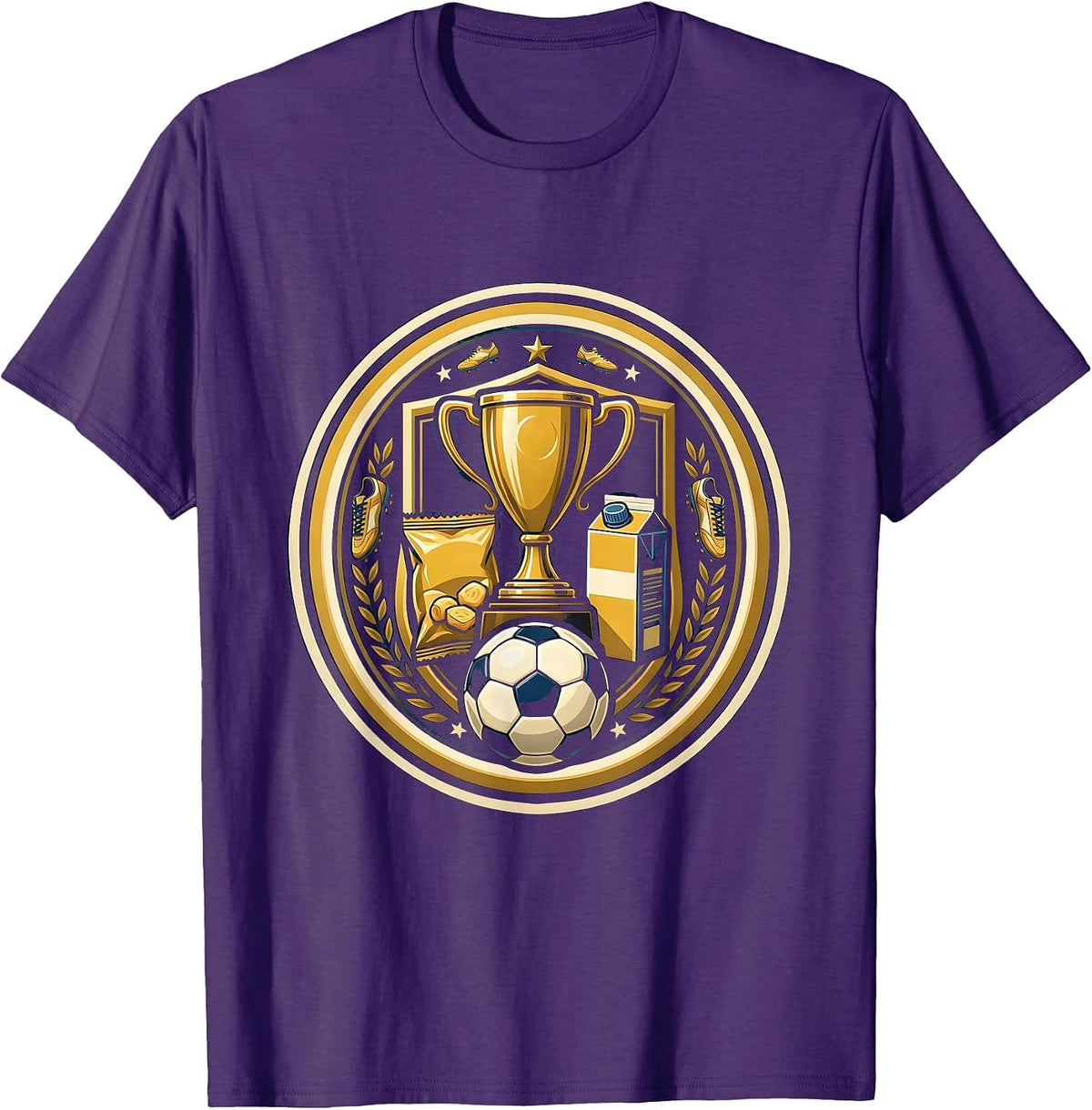 Men's Soccer Dad Trophy Snacks Funny Graphic Tee T-Shirt - Purple