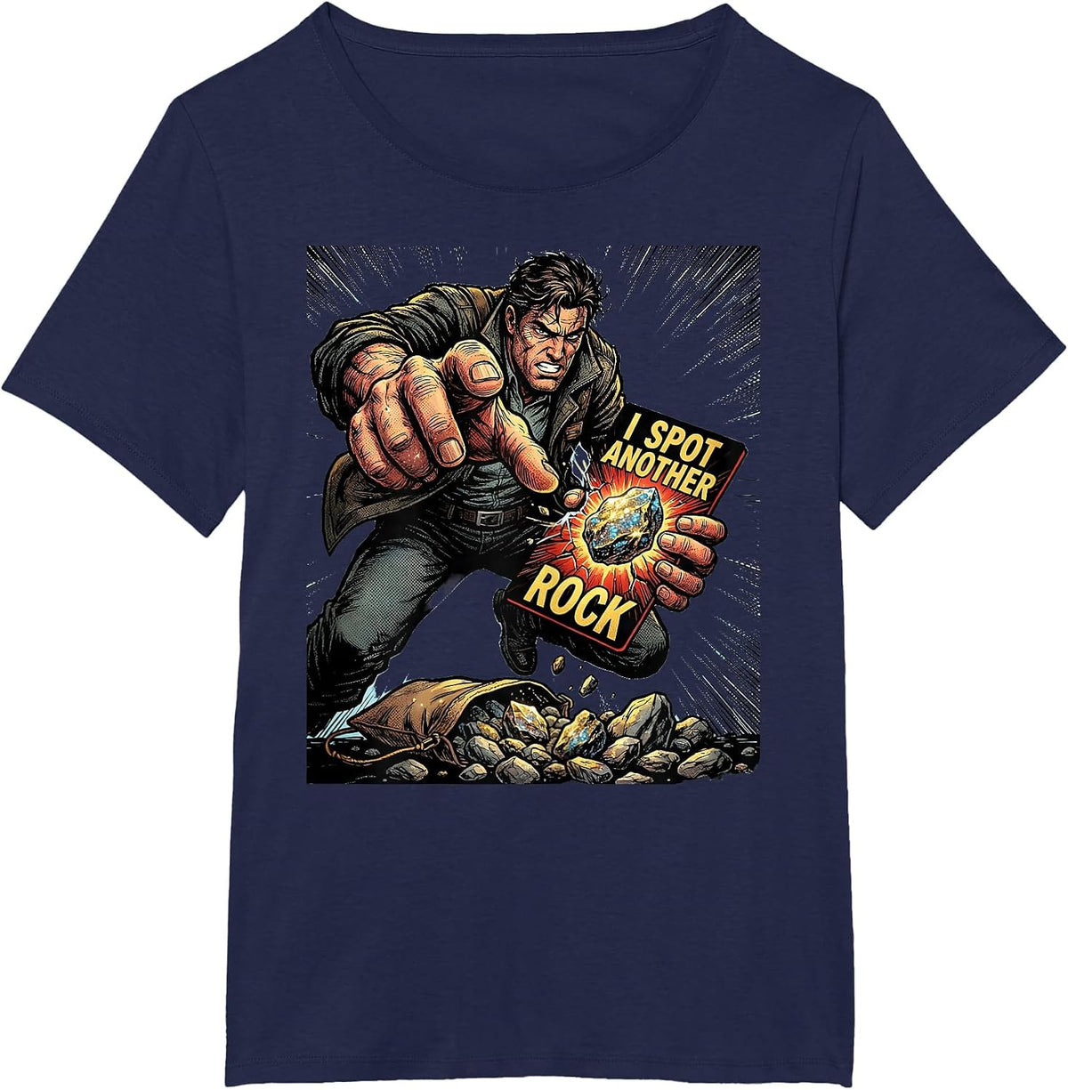 Women's I Spot Another Rock Funny Rock Collector Geology Humor T-Shirt - Navy Blue