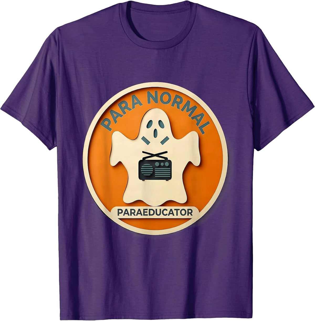Men's Para Normal Paraeducator Paper Cutout Ghost Halloween T-Shirt - Purple