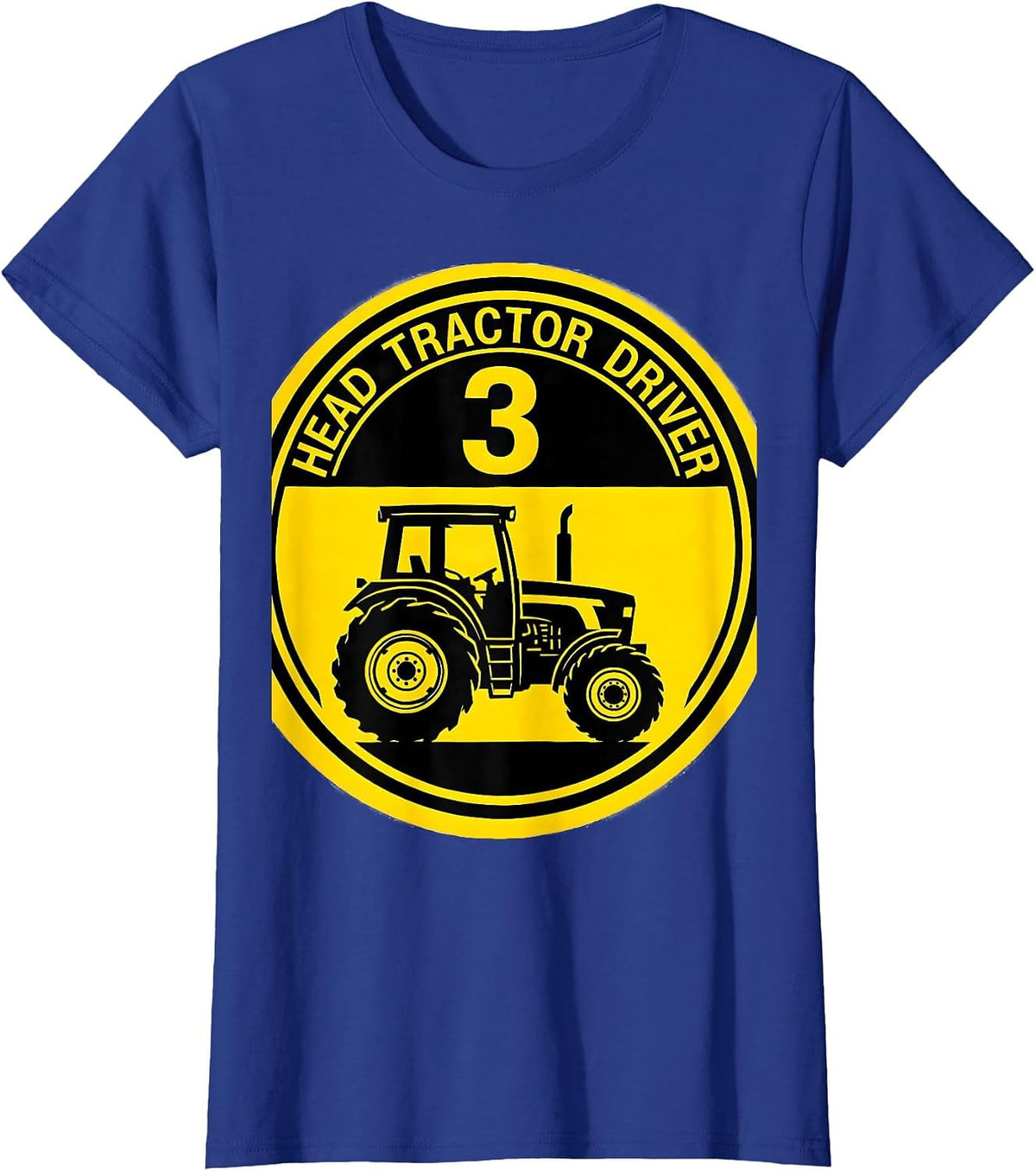 Women's Head Tractor Driver Age 3 Toddler Boy Birthday Tractor Lover T-Shirt - Royal Blue